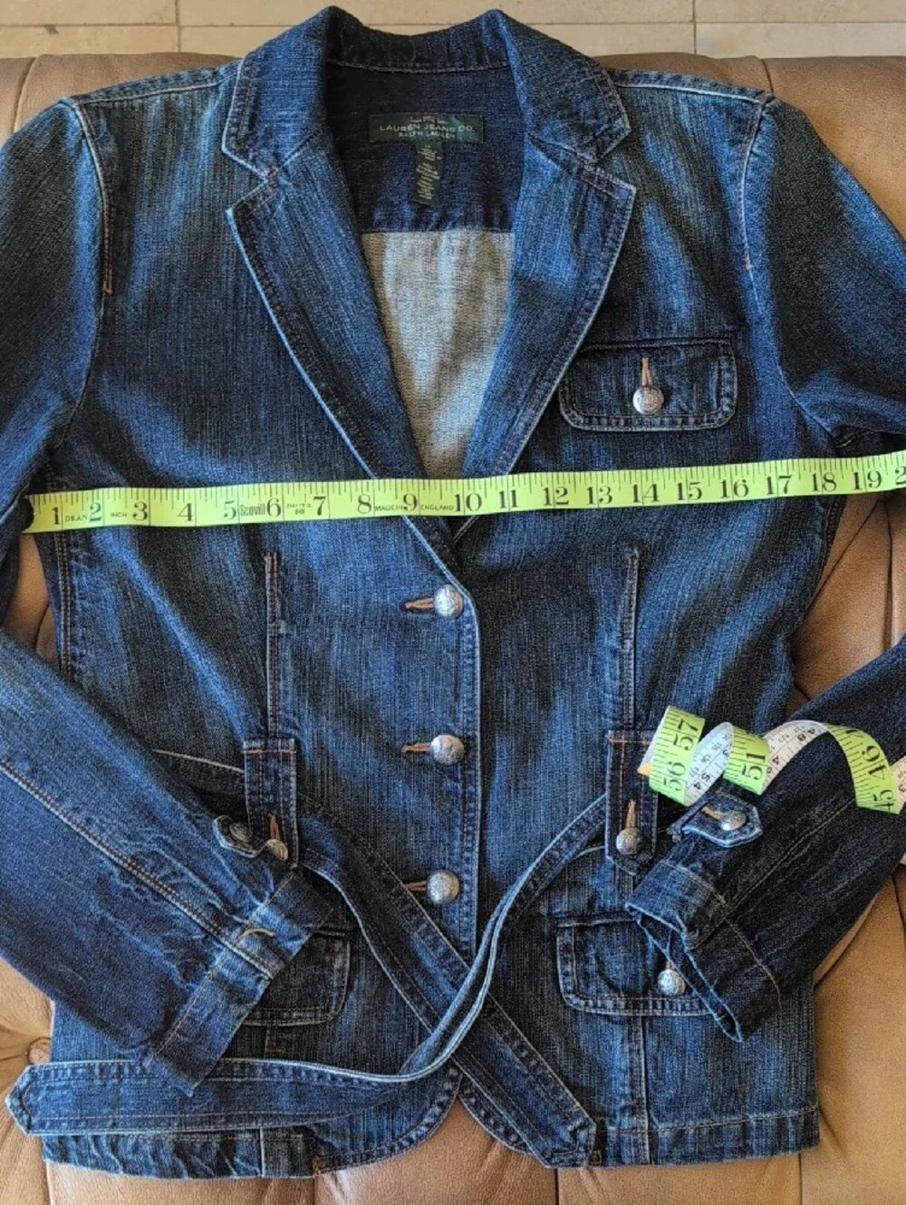 Ralph Lauren LRL Indigo Denim Belted Blazer Jacket Heritage Classic Americana - Picture 8 of 11